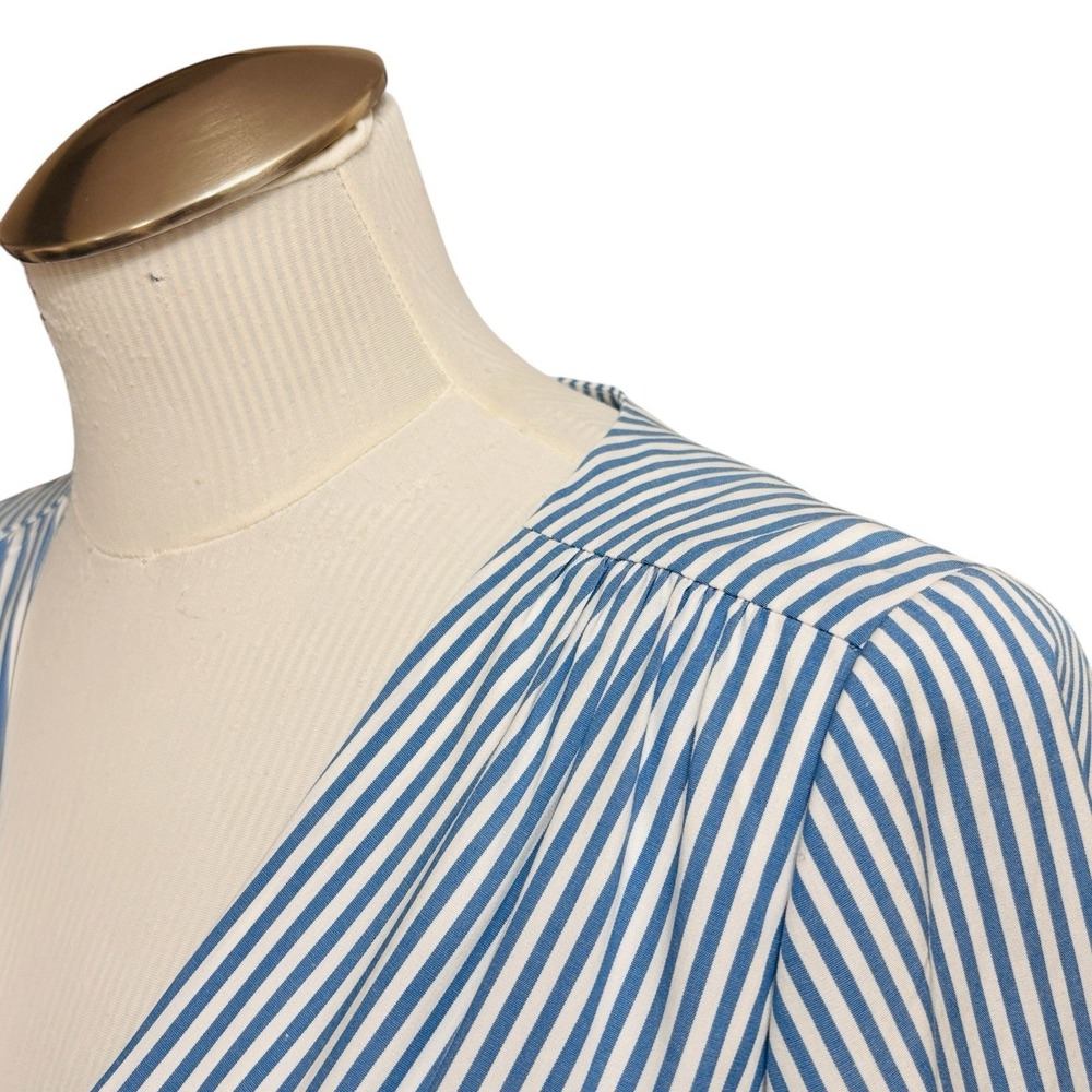 NWT J. Crew Wrap Dress Women's Size 4 Striped Cotton Poplin Blue White  Lined - Picture 14 of 16